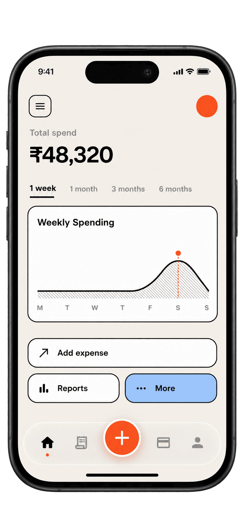 SpendixAI mobile spending overview, using the current app theme